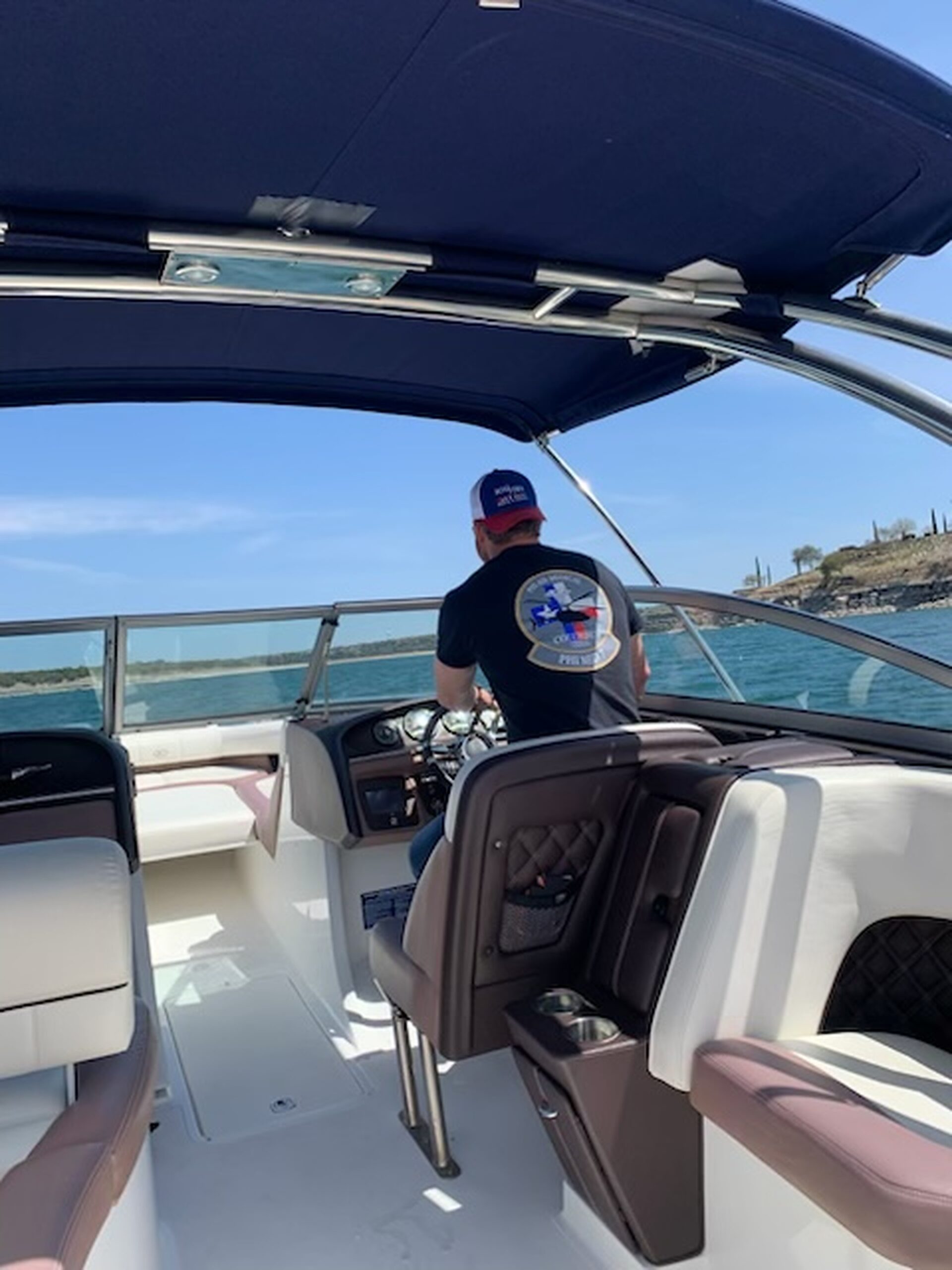Open party deck on a Lake Travis charter boat